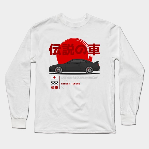 Tuner Black Silvia S15 JDM Long Sleeve T-Shirt by GoldenTuners